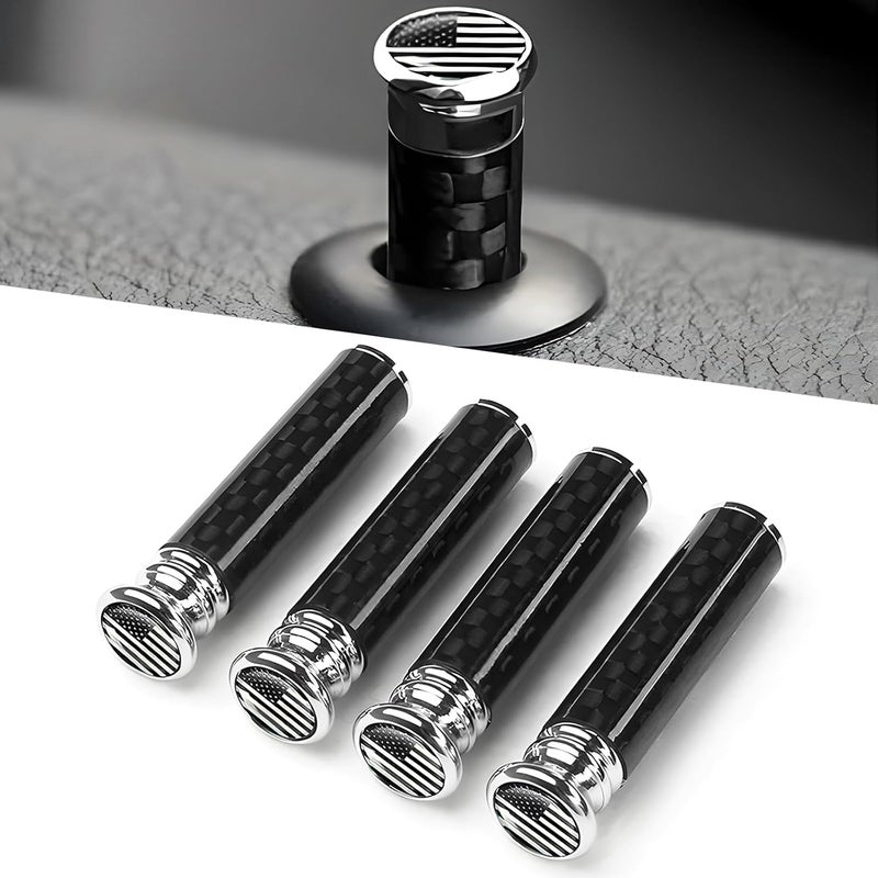 YTFRL 4PCS Car Door Lock Knobs, American Flag Carbon Fiber Auto Inner Door Lock Pull Pin Covers, Universal Door Lift Bolt Decorative Accessories for Most Trucks SUVs Sedans (Black & White) - Image 1